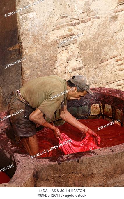 Africa, North Africa, Morocco, Fes, Fès el Bali, Old Fes, Medina, Old Town, Medieval Traditional Tanneries, The Chouara Tannery