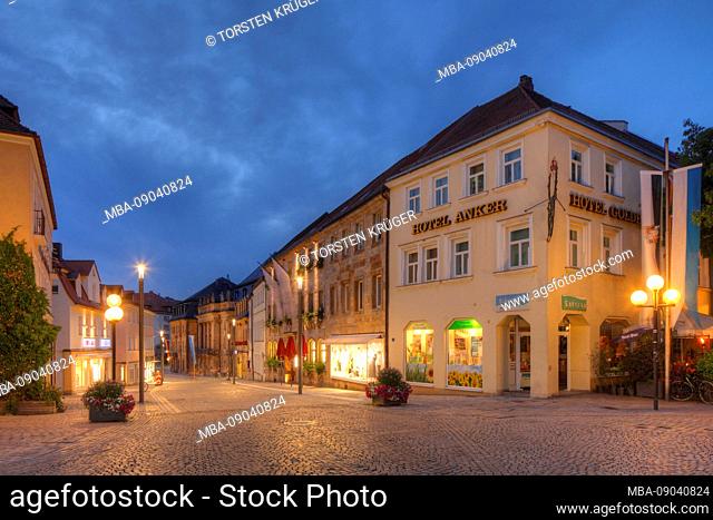 Row of houses with Hotel Anker in the Opernstraße, Bayreuth, Upper Franconia, Franconia, Bavaria, Germany, Europe