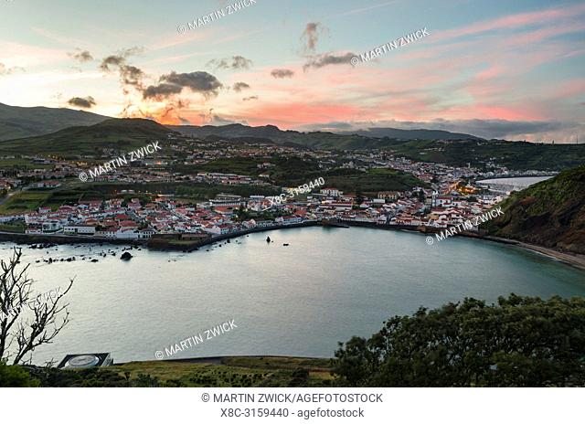 Horta, the main town on Faial. Faial Island, an island in the Azores (Ilhas dos Acores) in the Atlantic ocean. The Azores are an autonomous region of Portugal