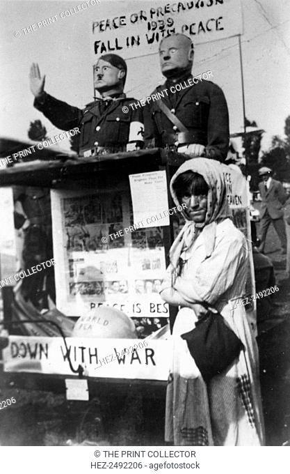 Propaganda sign, Famagusta, Cyprus, c1939. An anti-war message with portraits of fascist dictators Adolf Hitler (1889-1945) and Benito Mussolini (1883-1945)
