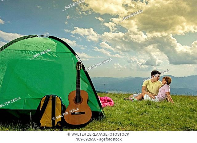 Happy Couple Camping