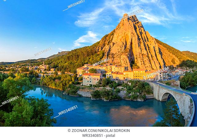 Town Sisteron in Provence France - travel and architecture background