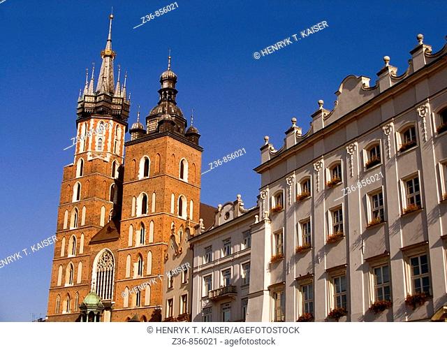 Poland, Krakow, St Mary's Church at Main Market Square