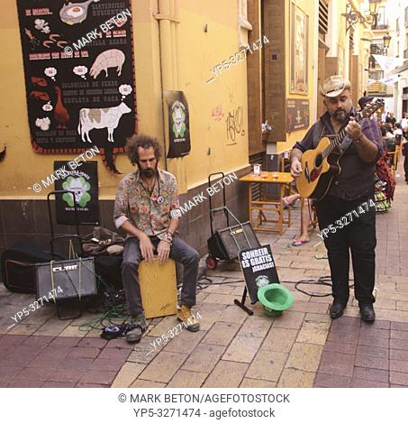 Street musicians in Calle de la Libertad Zaragoza Spain