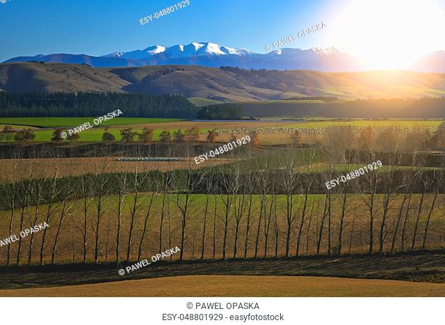 Panorama of beautiful Alps in New Zealand South Island