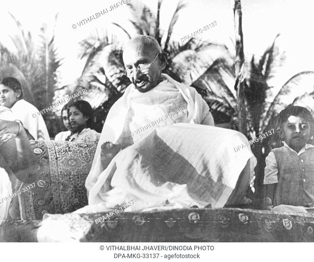 Mahatma Gandhi during prayer meeting