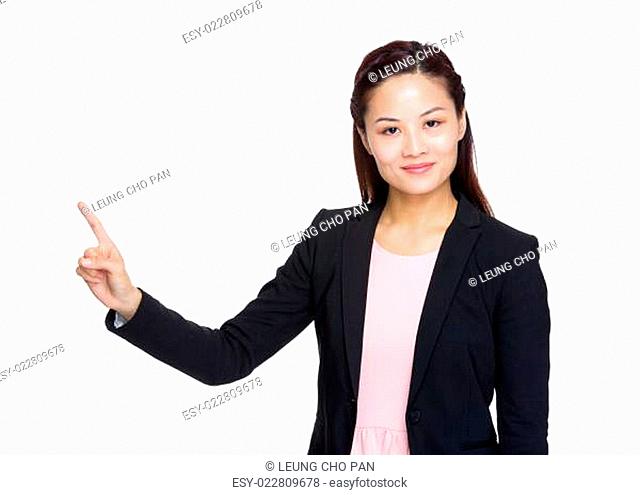 Asian business woman with finger point up