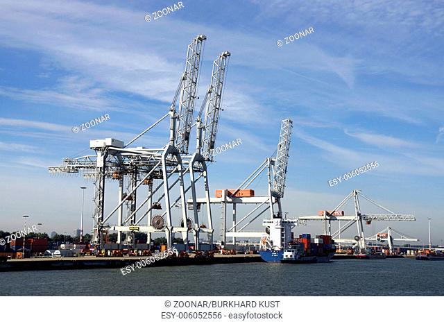 Container bridge in the harbor of Rotterdam