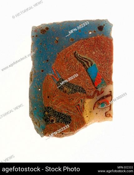 Ancient Roman. Fragment of an Inlay Depicting a Theater Mask-Late 1st century BC/early 1st century AD-Egyptian. Glass, mosaic glass technique