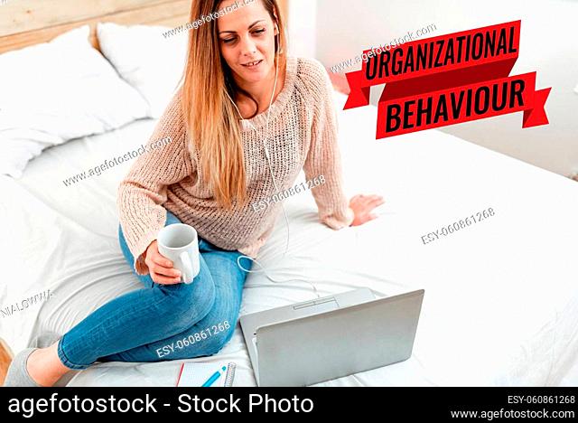 Writing displaying text Organizational Behaviour, Conceptual photo the study of the way showing interact within groups Creating New And Interesting Online...
