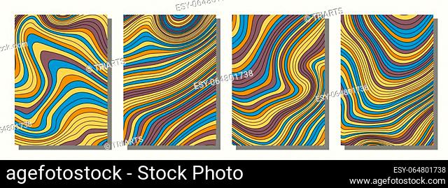 Abstract psychedelic groovy set background. Vector illustration