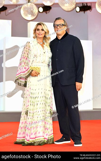 Angelica Russo, Gabriele Muccino during the Red carpet at the 78th Venice Film Festival, Venice, ITALY-05-09-2021