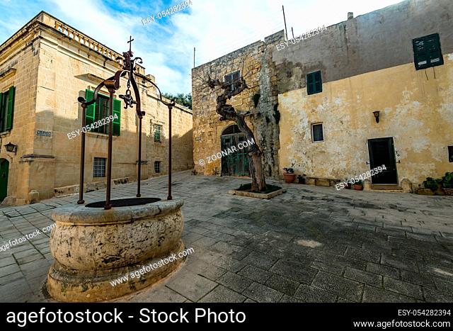 Old square in Silent City of Mdina, Malta