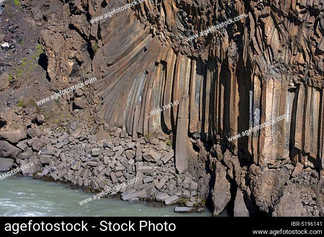 Rock face, Aldeyjarfoss, Icelandic highlands, Iceland, Europe