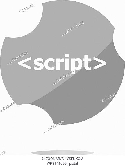 script sign icon. Programming language symbol. Circles buttons