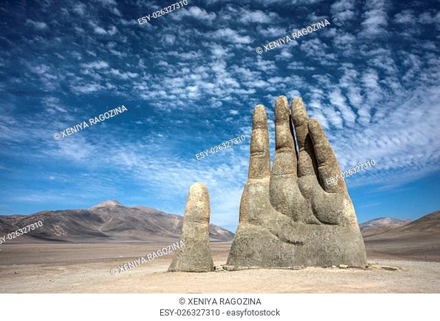 The Mano de Desierto is a large-scale sculpture of a hand located in the Atacama Desert in Chile