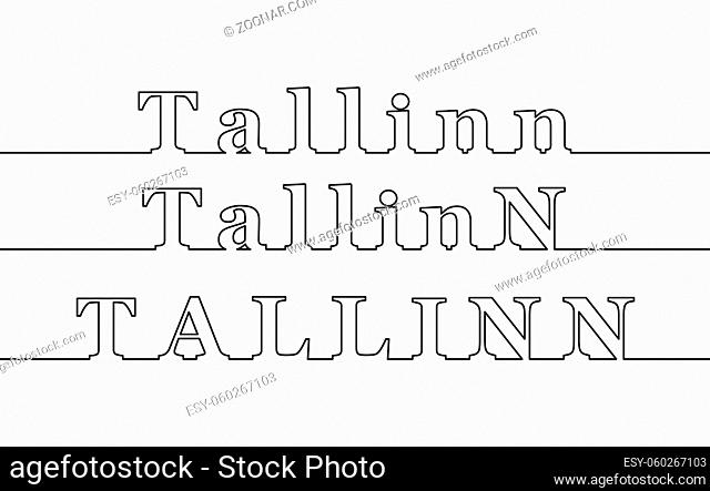 Tallinn. The name of the Estonian capital in the form of a contour line. Uppercase and lowercase letters