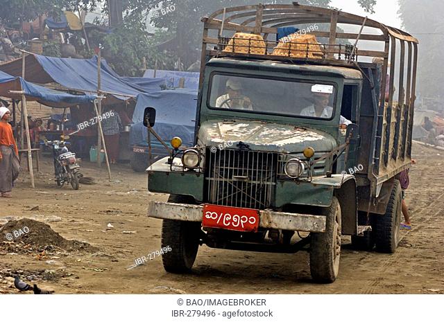 Truck in the Irrawaddy-harbour of Mandaly, Myanmar, Burma