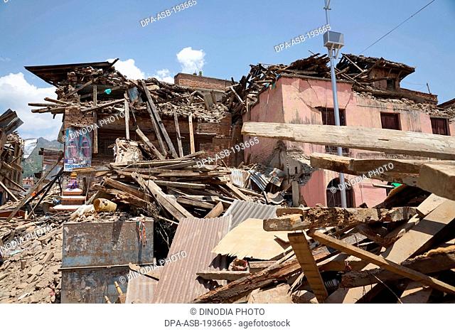 Residential building collapsed, nepal, asia