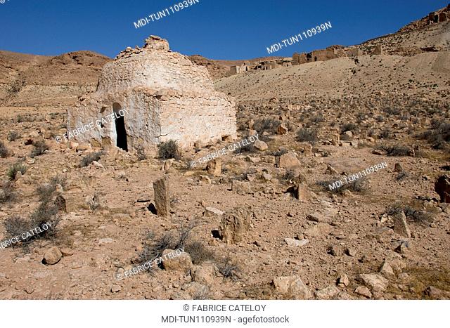 Tunisia - Douiret - Tombs of doctors or marabouts in the old cemetery of the village
