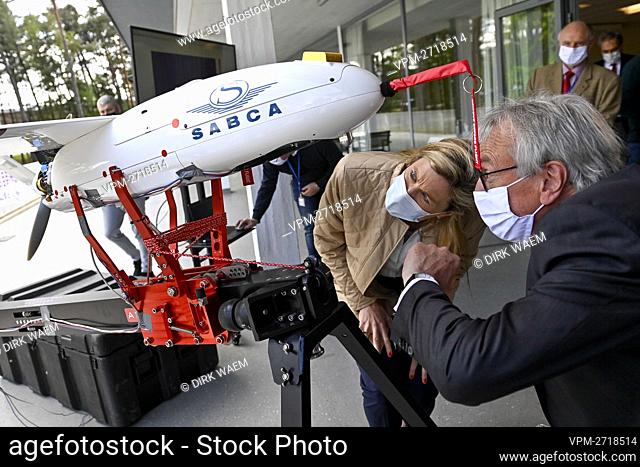 Illustration picture shows a fixed wing drone during a press moment of the Belgian Nuclear Research Center (SCK CEN) and the Societe Anonyme Belge de...