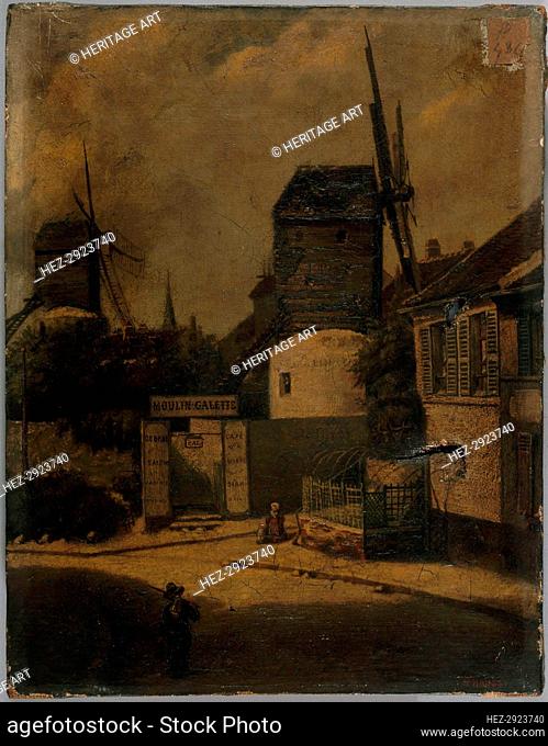 Moulin de la Galette and Moulin Blutefin, Montmartre, 18th arrondissement, c1855 — 1865. Creator: Arsene Desire d' Haussy