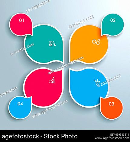 Infographic with drop shapes on the gray background. Eps 10 vector file