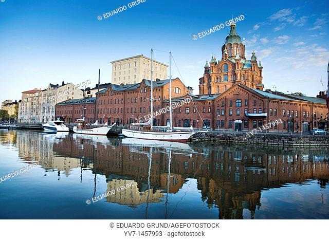 In the Katajanokka island is located the Orthodox Cathedral, inheritance of the Russian domination age  Helsinki, Uusimaa, Finland, Europe