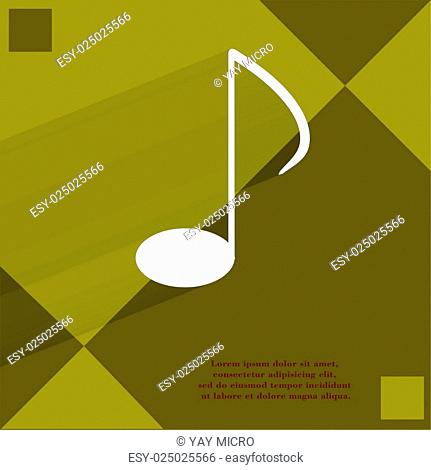 Music elements notes web icon on a flat geometric abstract background