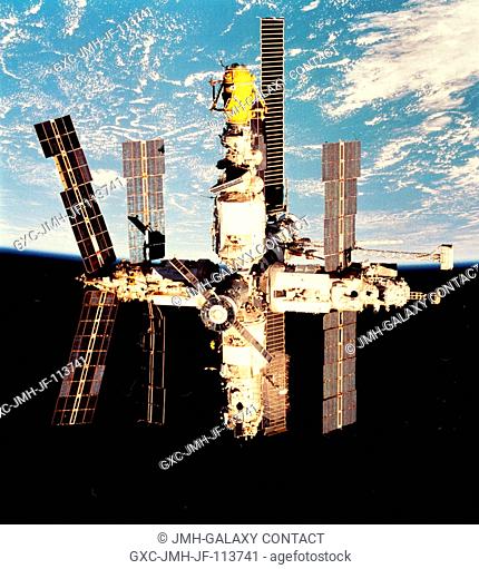 A series of 70mm still shots was recorded of Russia's Mir Space Station from the Earth-orbiting space shuttle Endeavour following undocking of the two...