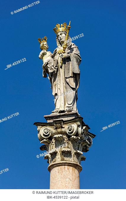 Statue of the Virgin Mary, Patrona Bavariae, Marian Column, Marienplatz, Freising, Upper Bavaria, Bavaria, Germany