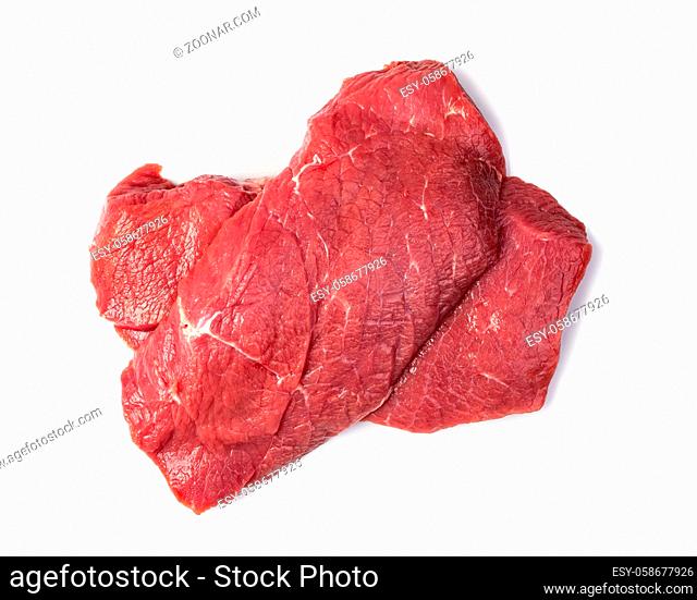 raw beef steak isolated on white background