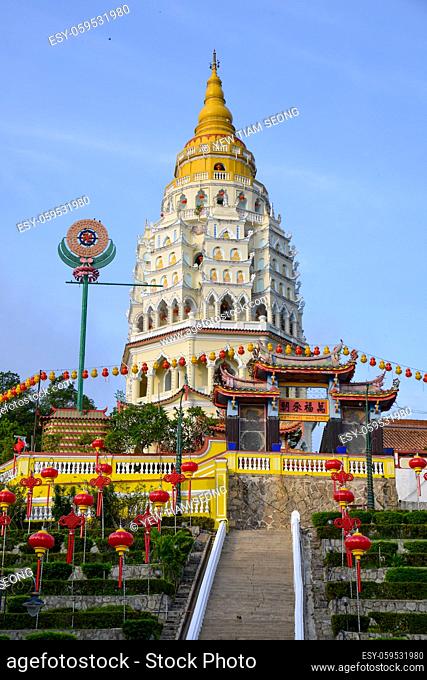 Georgetown, Penang/Malaysia - Jan 28 2018: Architecture pagoda at Kek Lok Si temple