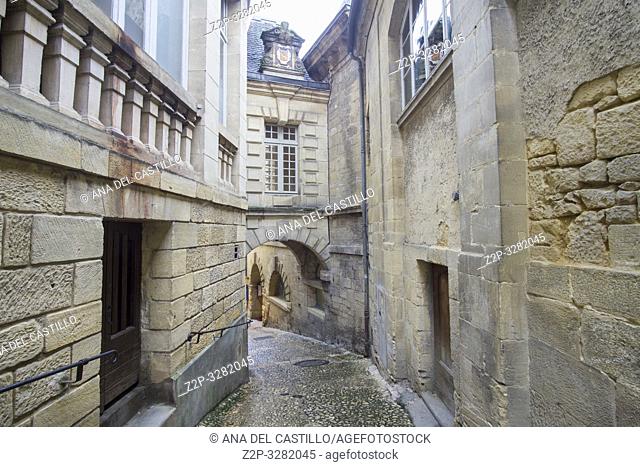 Sarlat la Caneda a beautiful medieval town and one of the highlights to a visit to the Dordogne Perigord France on December 7, 2018