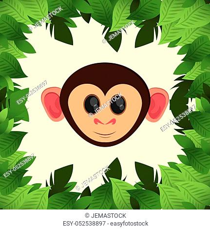 flat design jungle monkey cartoon vector illustration