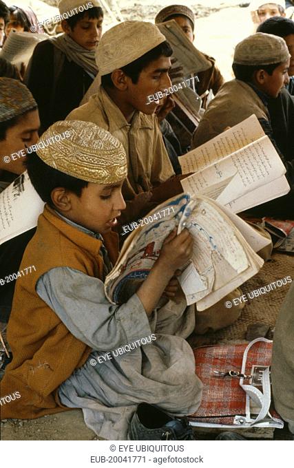 Islamic education. Boys learning the Koran