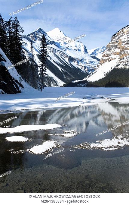 Kinney Lake in winter, Mount Robson Provincial Park British Columbia Canada