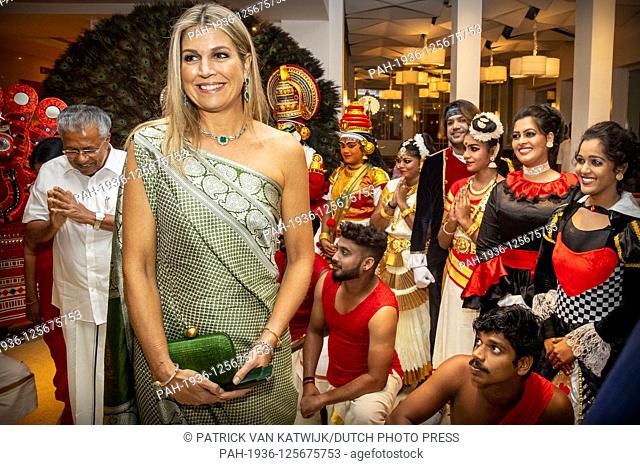 King Willem-Alexander and Queen Maxima of The Netherlands during an diner with Chief Minister of the State Kerala at Restaurant The Rice Boat in Taj Malabar