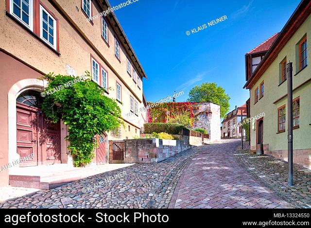 Schlossberg, alley, house facade, half-timbered house, half-timbered, Schmalkalden, Thuringia, Germany