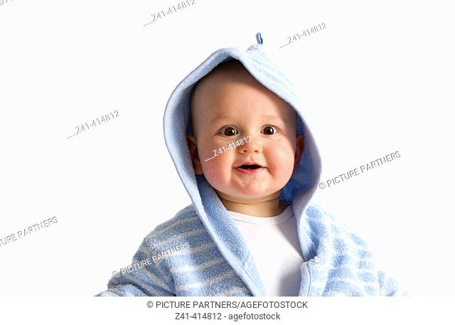 Baby portrait in bathing wrap