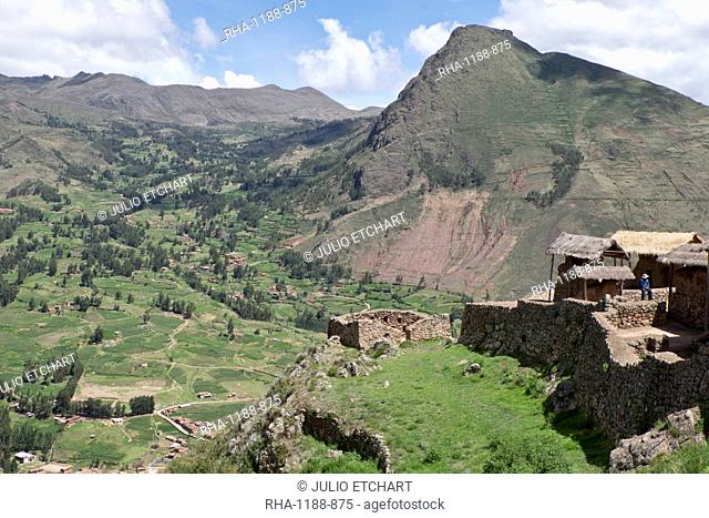 Ruins of the Inca archaeological site of Pisac near Cusco, Peru, South America