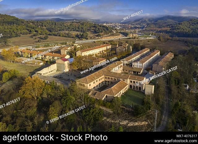 Aerial views of the Cal Vidal textile colony (company town) (Berguedá , Catalonia, Spain)