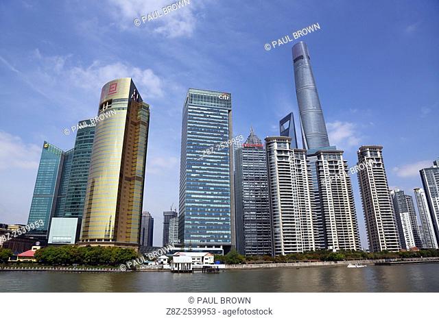 City skyline of skyscrapers, Pudong, Shanghai, China