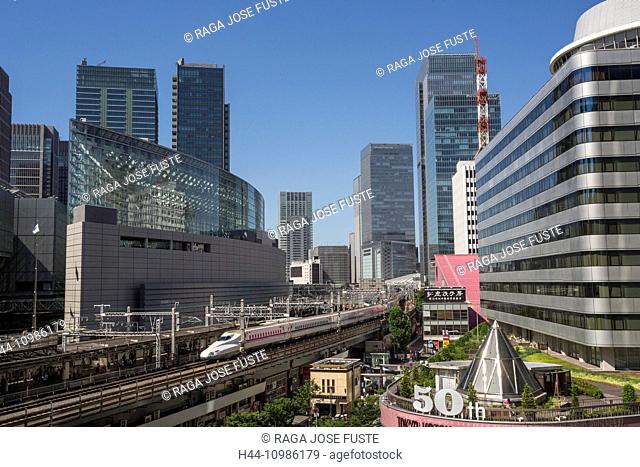 Yurakucho Station with Bullet Train in Tokyo City