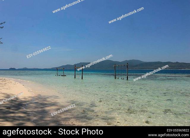 Menjangan island in Karimun, Java, Jepara, Central Java, has beautiful white sand, here there are also shark breeders, can enjoy clear water and clean sand