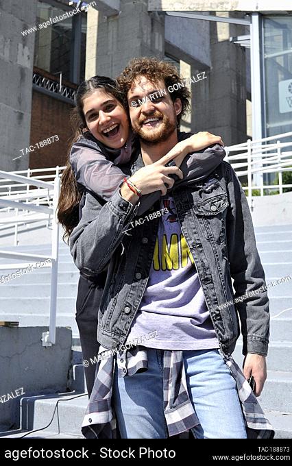 MEXICO CITY, MEXICO -AUGUST 26: Actor Bryan Dal Pozzo and actress Rocio de la Mañana pose for photos during the filming set of the start filming of Goy