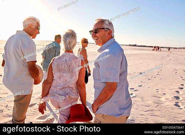 beach, walk, seniors