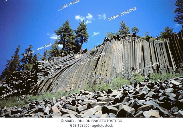 Towering volcanic slices of basalt