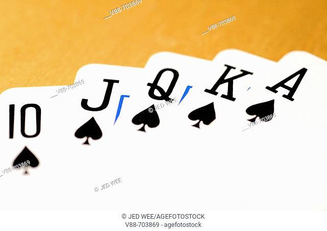 Best possible five card poker hand, a royal straight flush in Spades