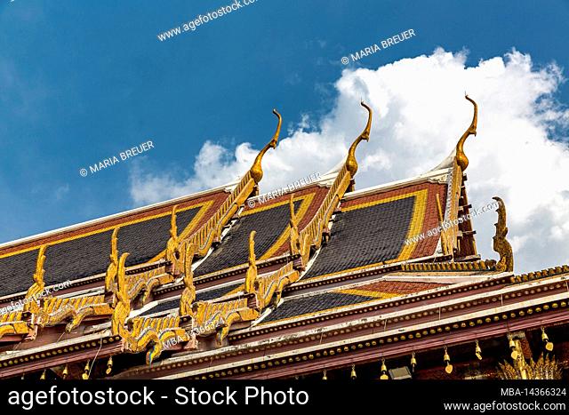 Roof ornaments, Temple of the Emerald Buddha, Phra Ubosot, Royal Palace, Grand Palace, Wat Phra Kaeo, Bangkok, Thailand, Asia